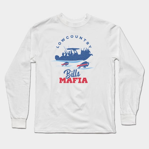 Bills Mafia...By Land, By Air, By Sea - White Long Sleeve T-Shirt by Lowcountry Bills Mafia